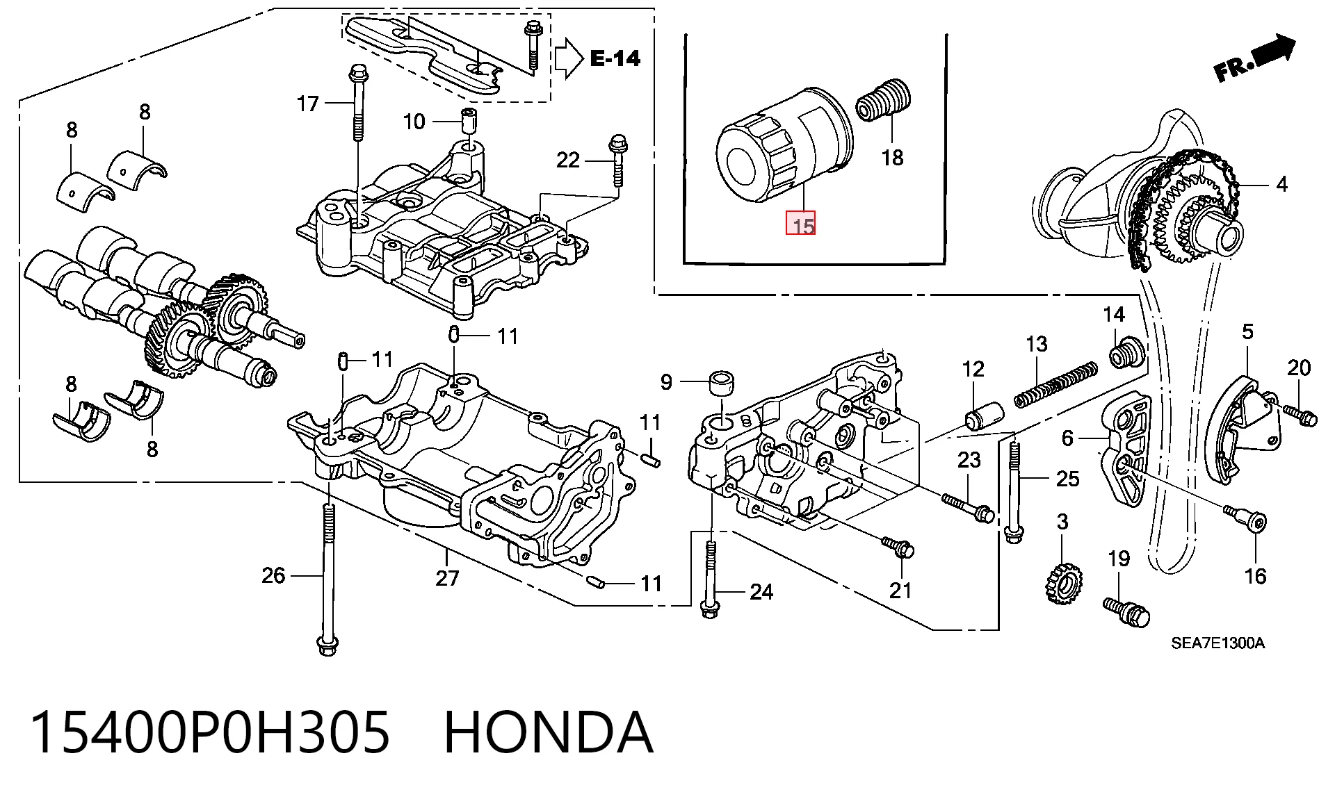15400P0H305 Honda Масляный фильтр двигателя