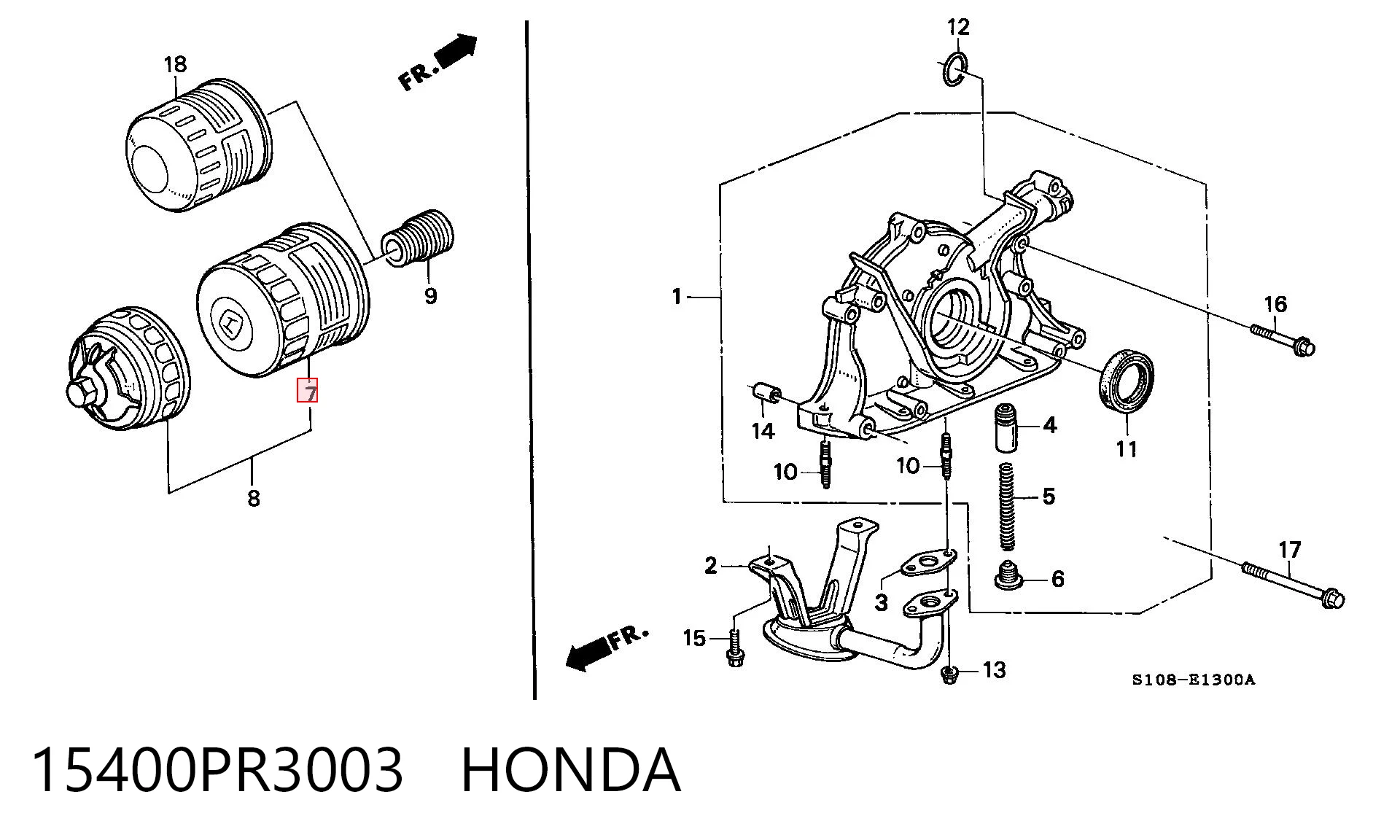 15400PR3003 Honda Масляный фильтр двигателя