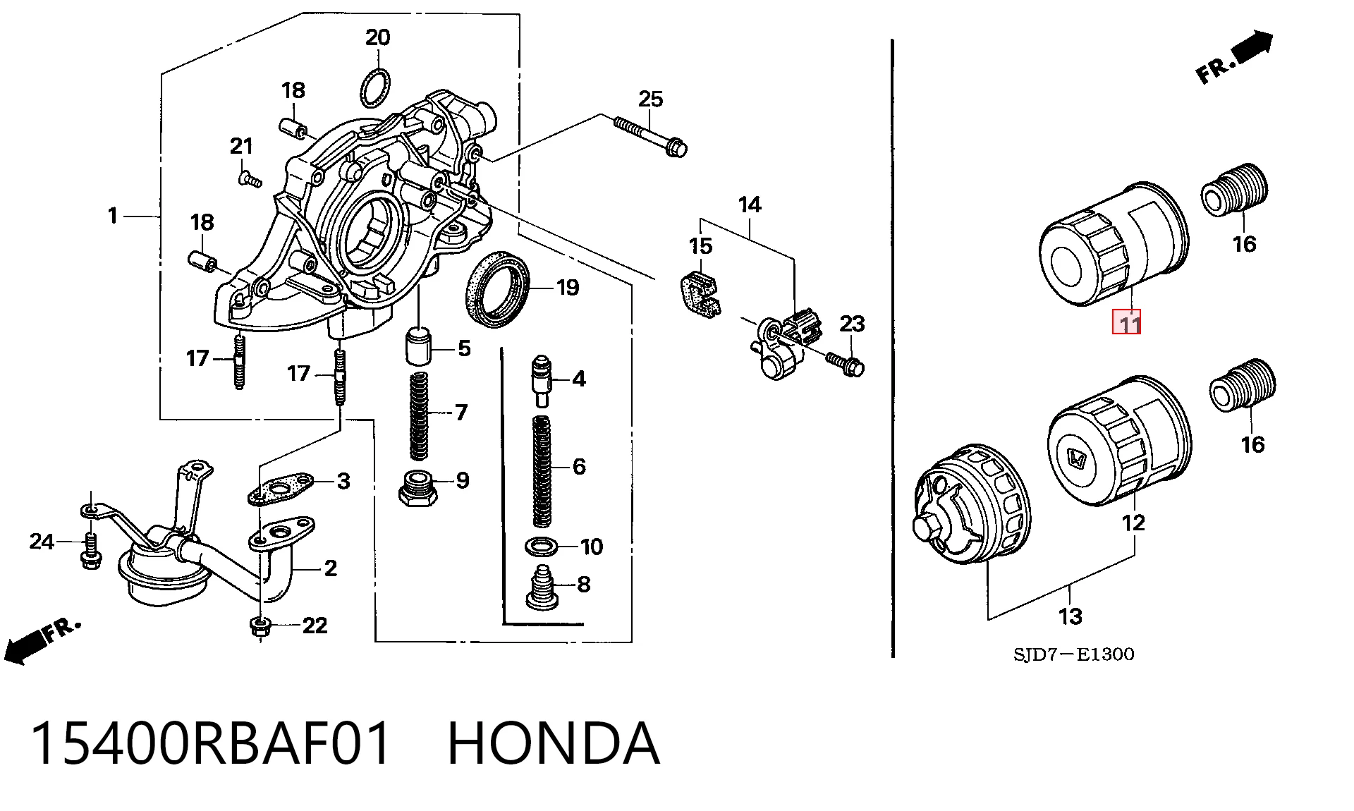 15400RBAF01 Honda Масляный фильтр двигателя