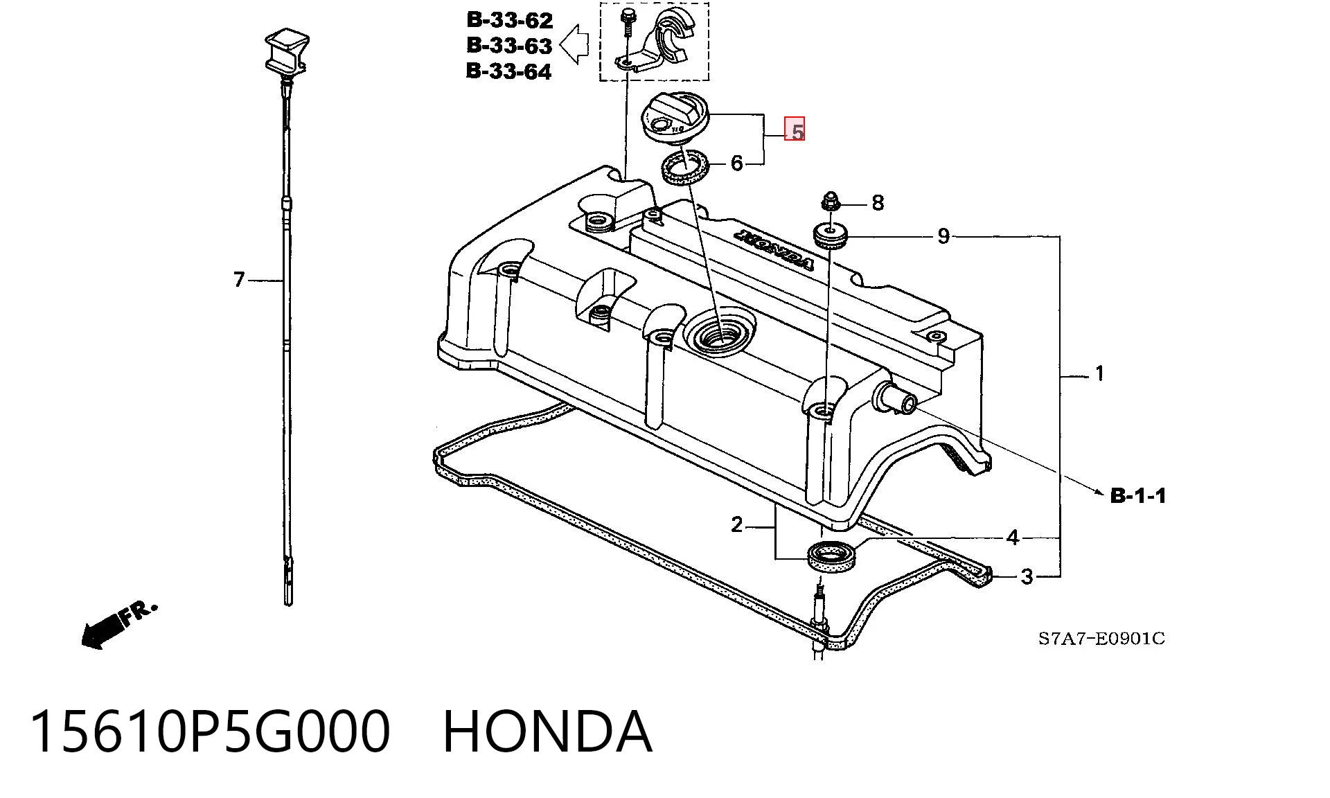 15610P5G000 Honda Крышка масляной горловины