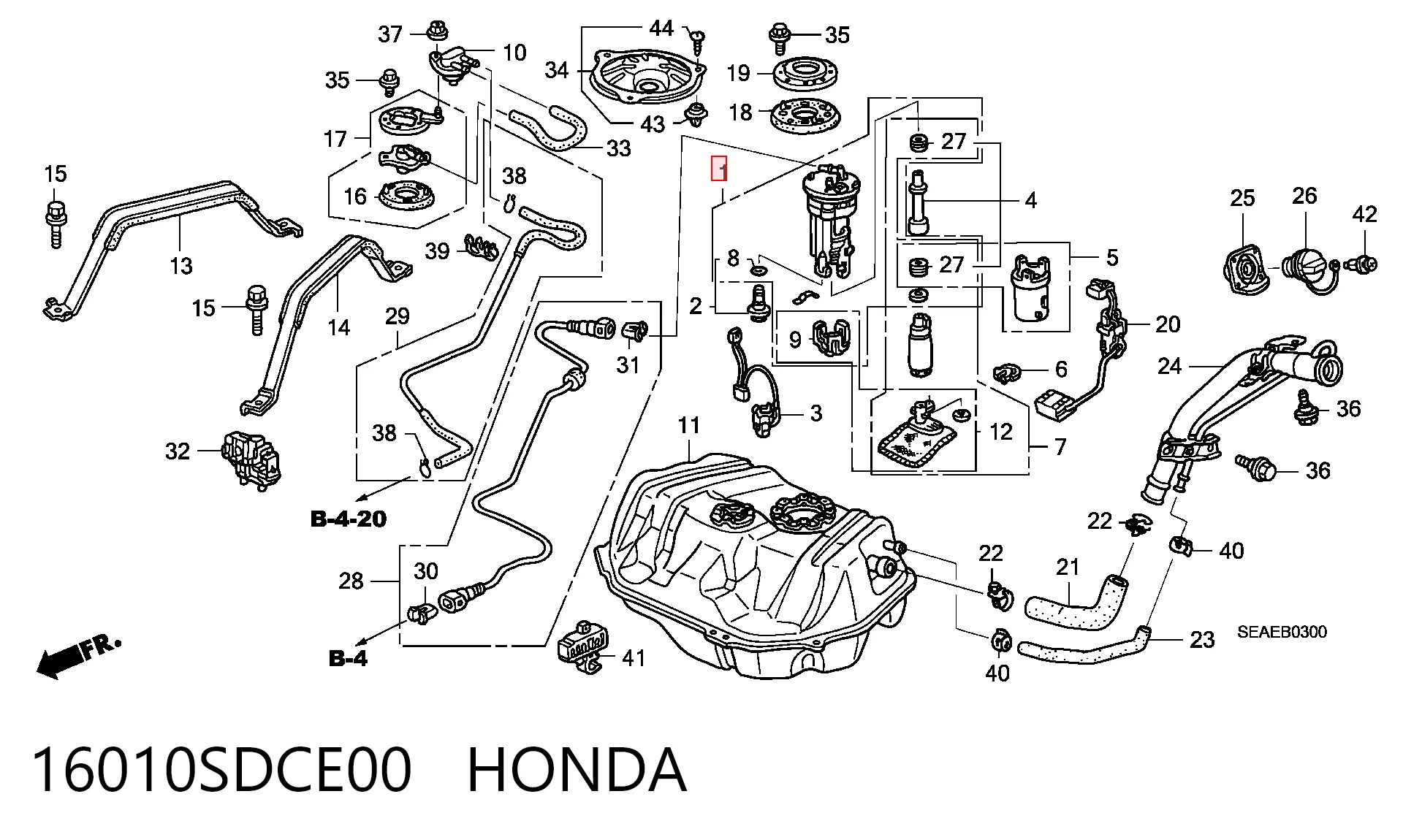 16010SDCE00 Honda Электробензонасос