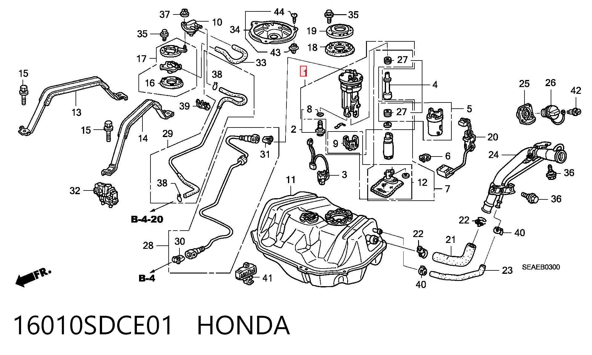 16010SDCE01 Honda Электробензонасос