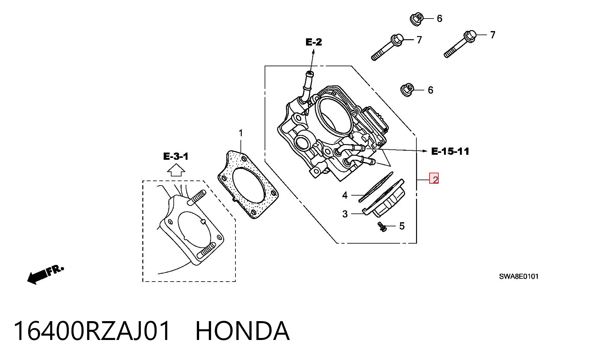 16400RZAJ01 Honda Дроссельная заслонка