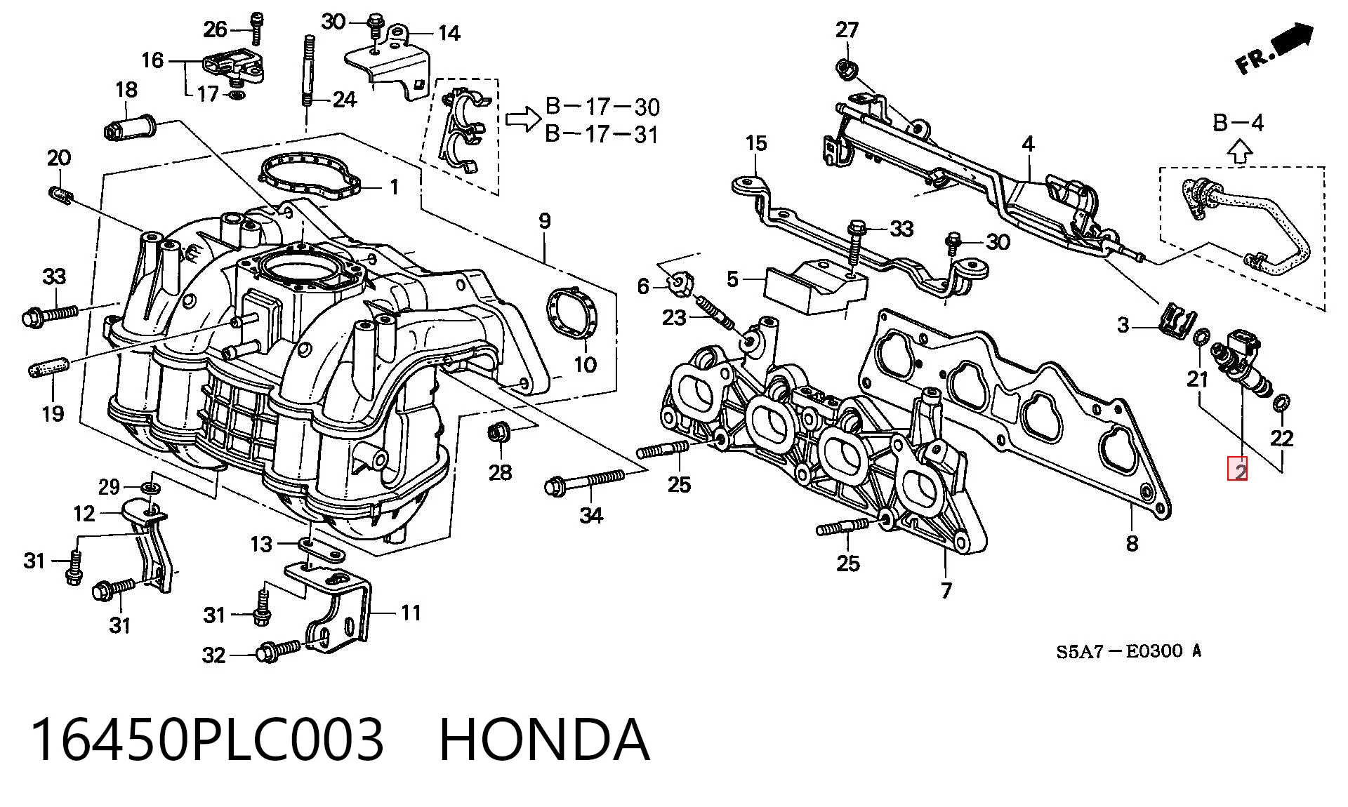16450PLC003 Honda Топливные форсунки