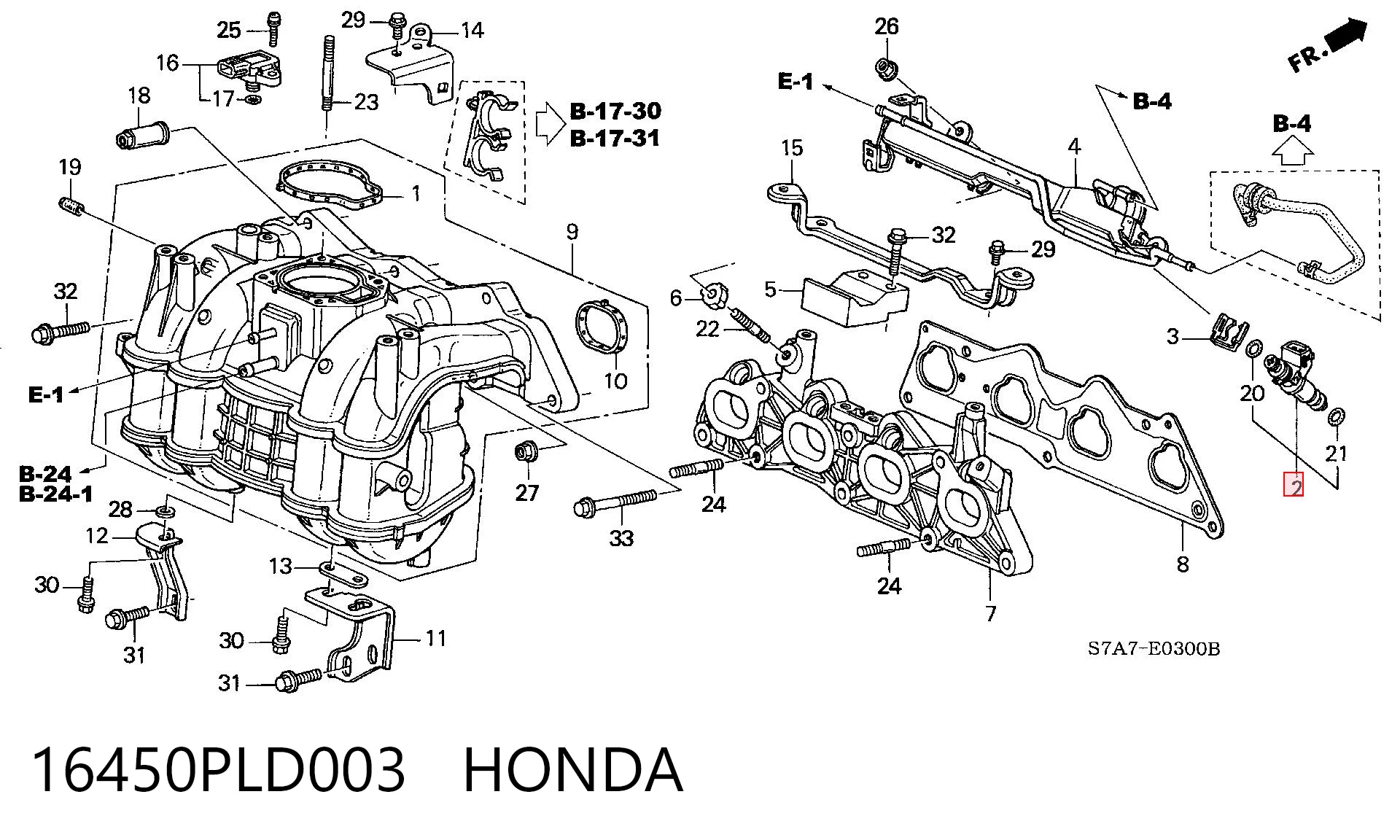 16450PLD003 Honda Топливные форсунки