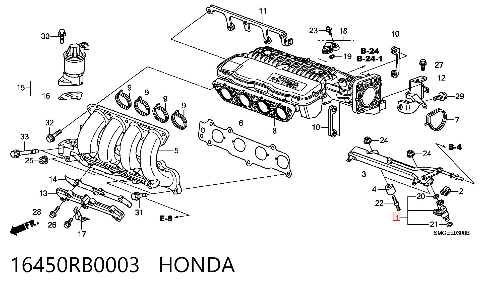 16450RB0003 Honda Топливные форсунки