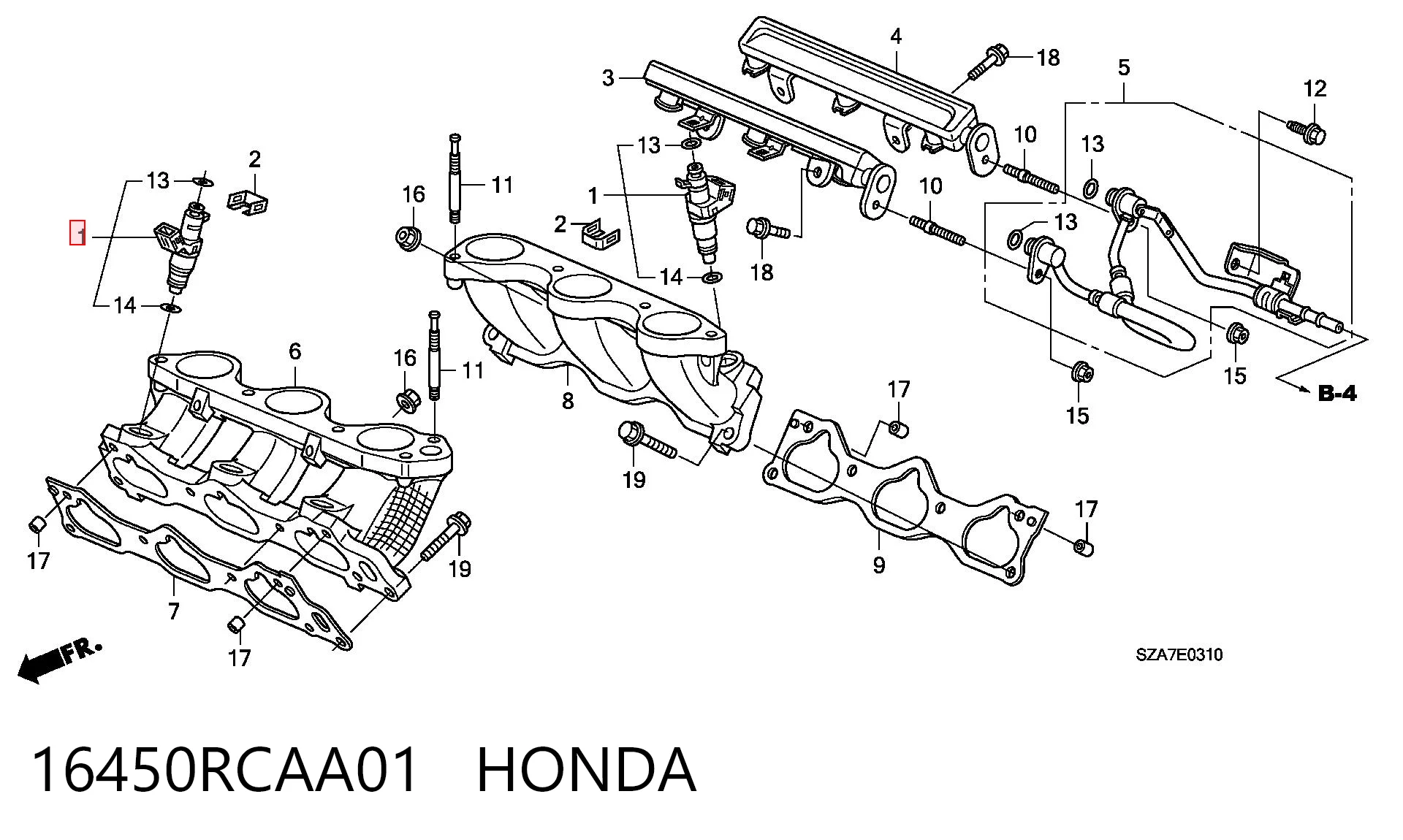 16450RCAA01 Honda Топливные форсунки
