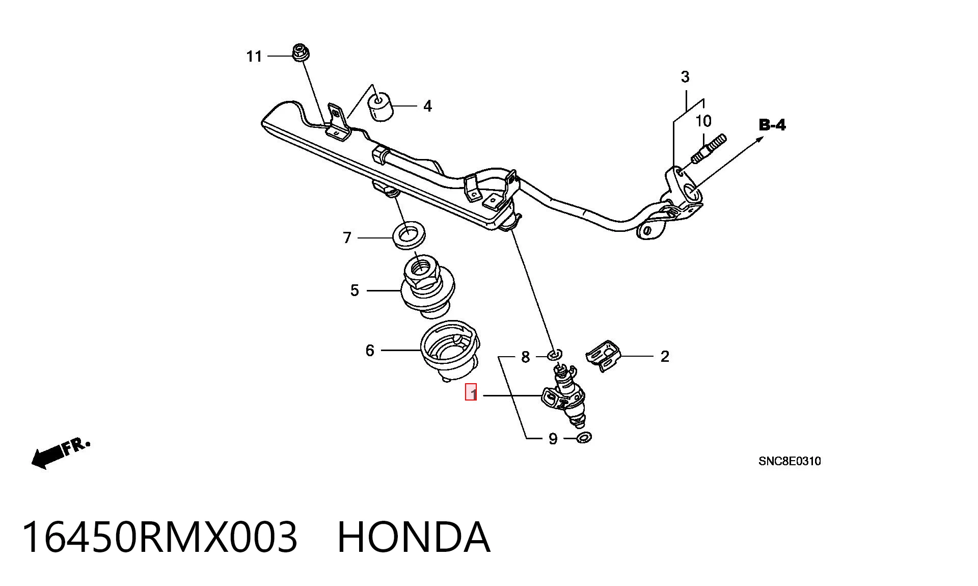 16450RMX003 Honda Топливные форсунки