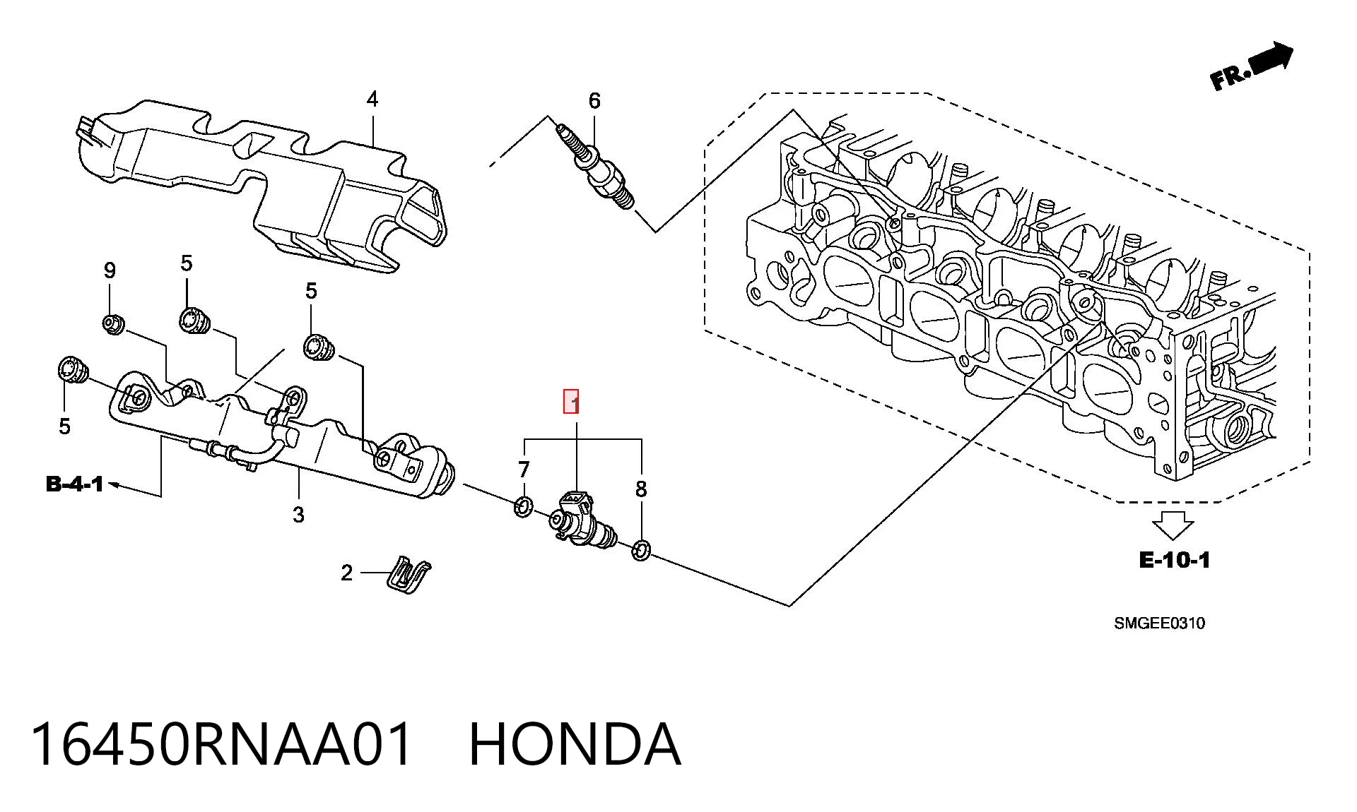 Топливные форсунки на Honda Civic VIII FD, FA