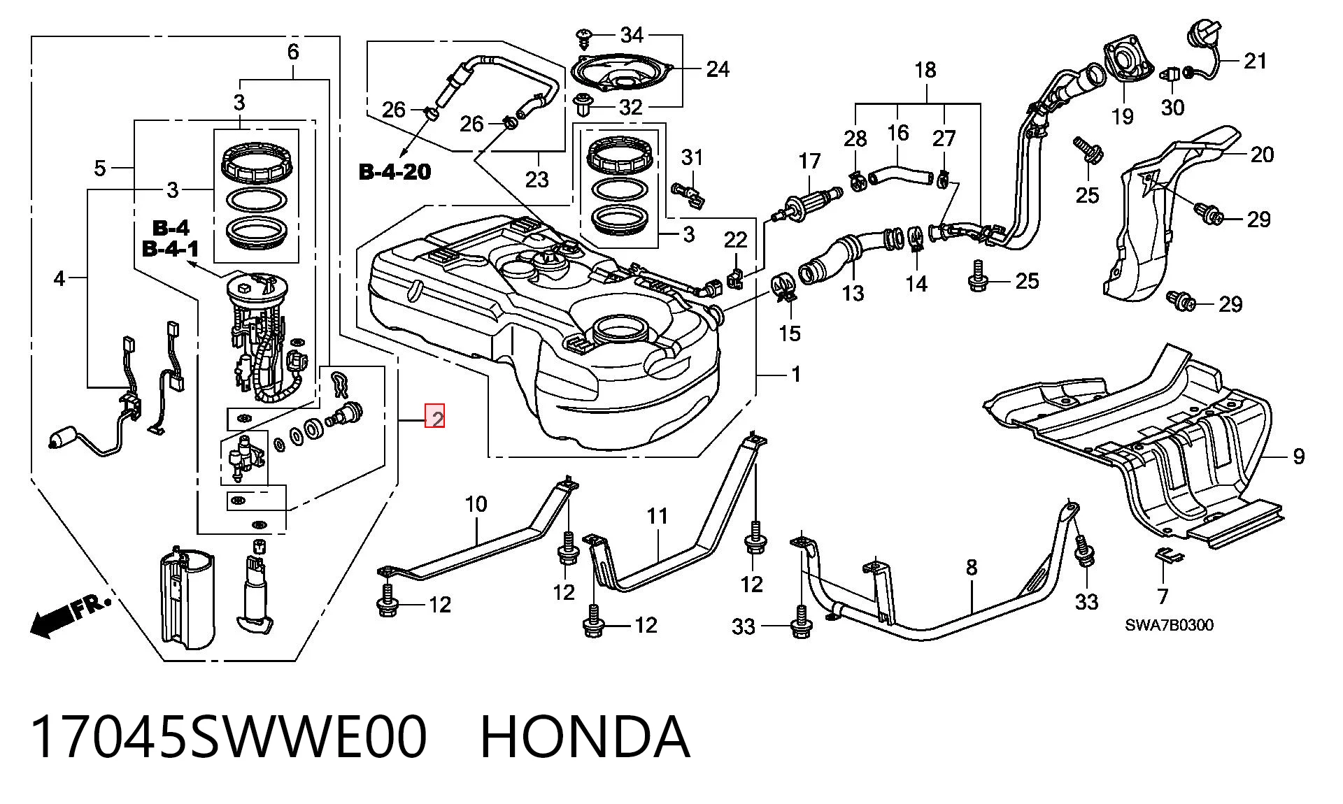 17045SWWE00 Honda Электробензонасос