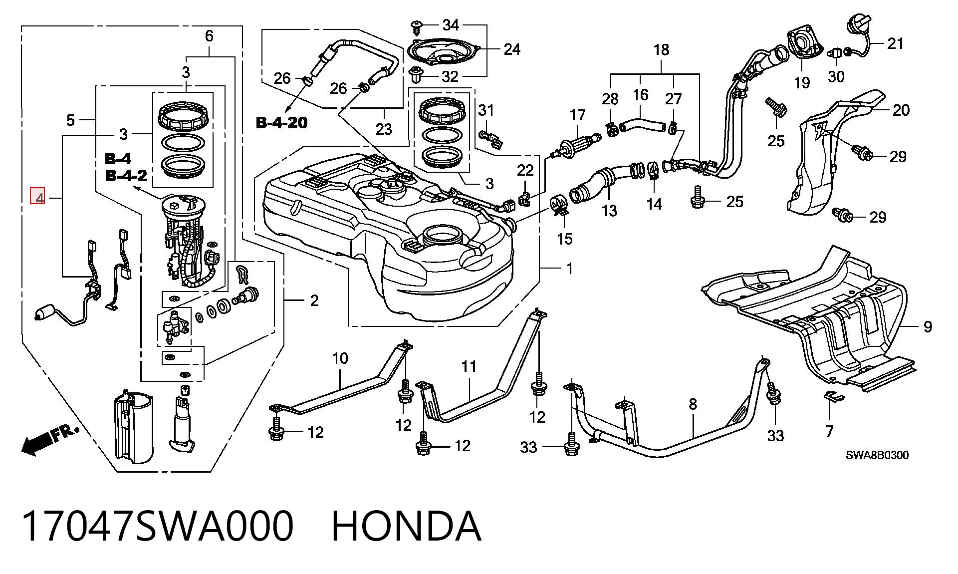 17047SWA000 Honda Датчик уровня топлива в баке