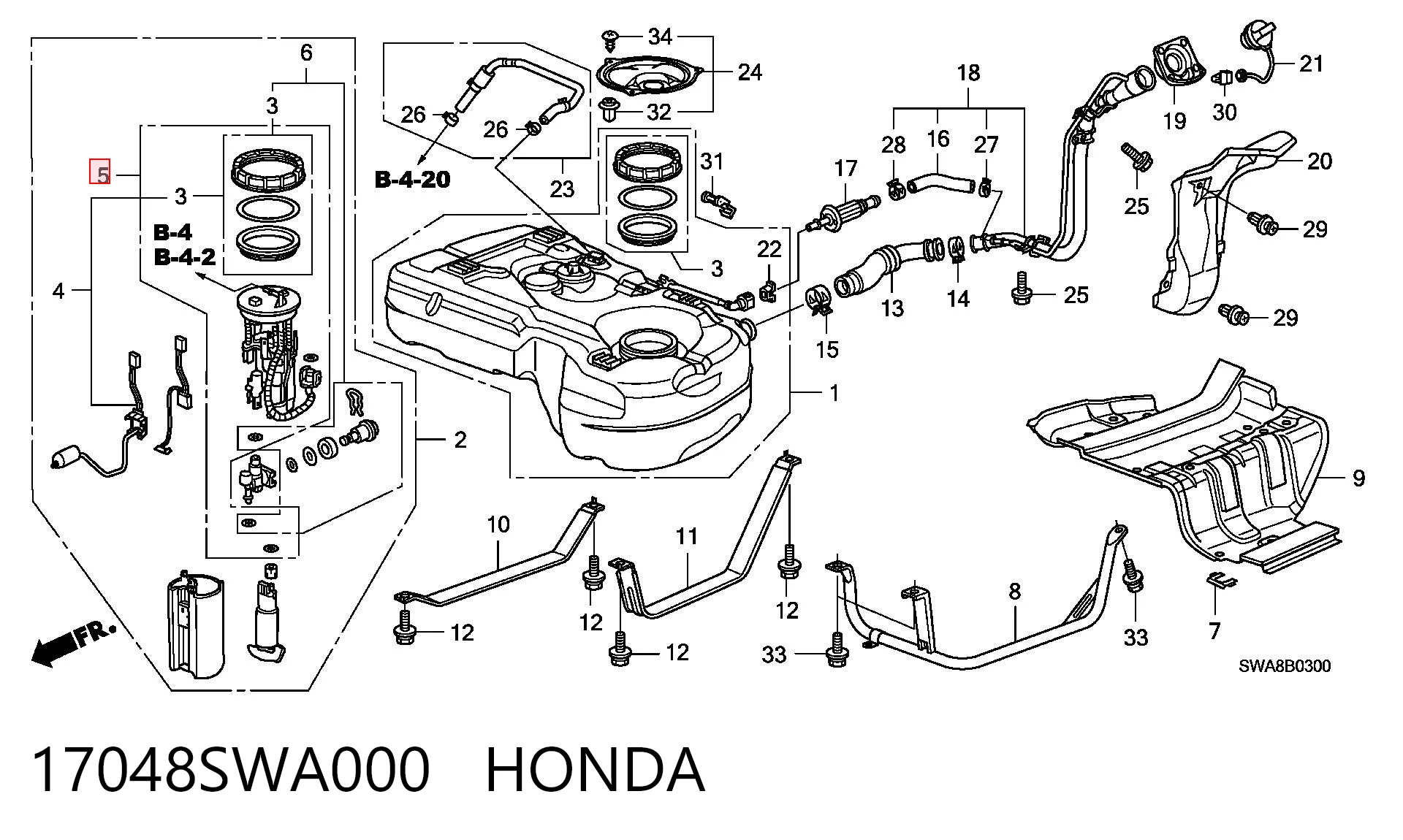 17048SWA000 Honda Фильтр топлива