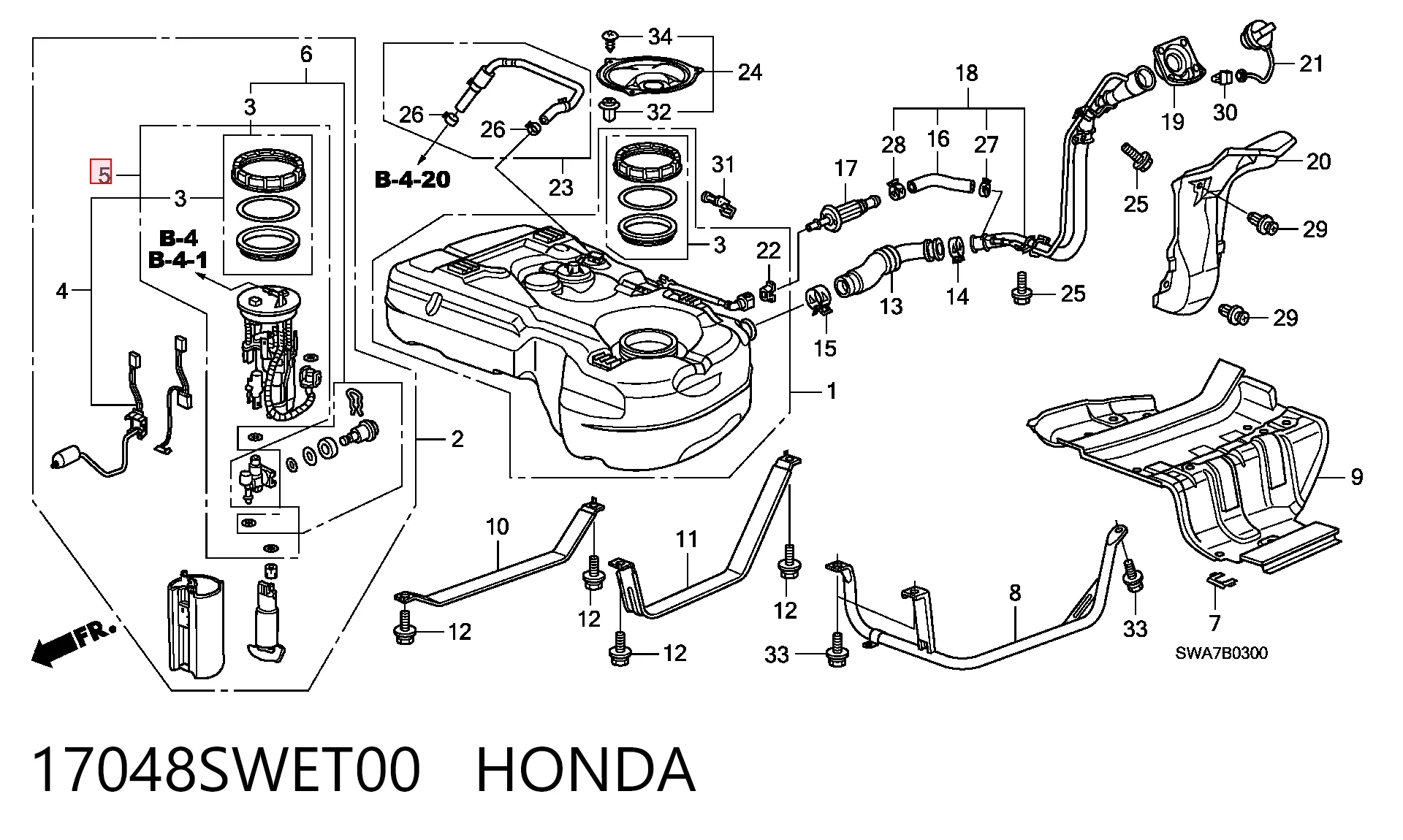 17048SWET00 Honda Фильтр топлива