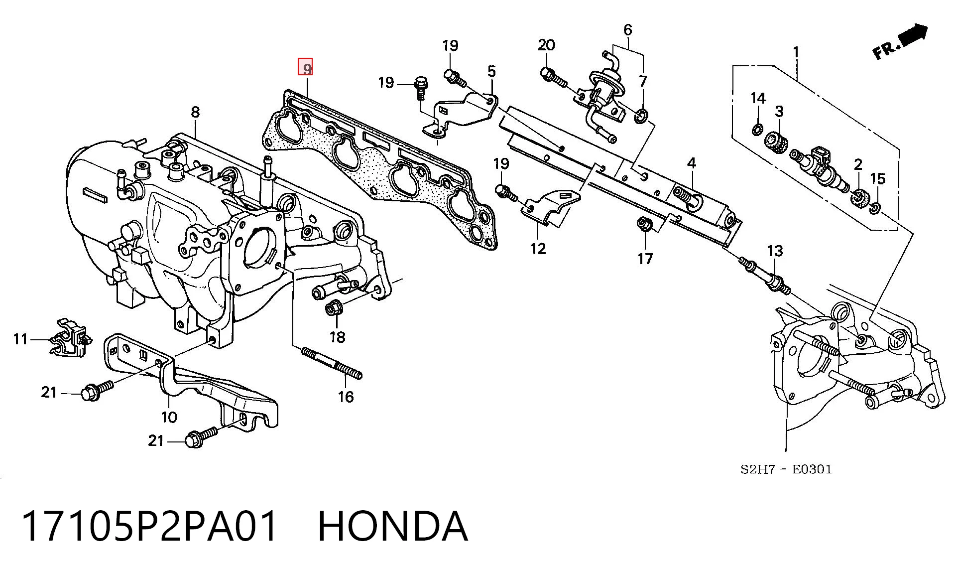 17105P2PA01 Honda  Прокладка впускного коллектора