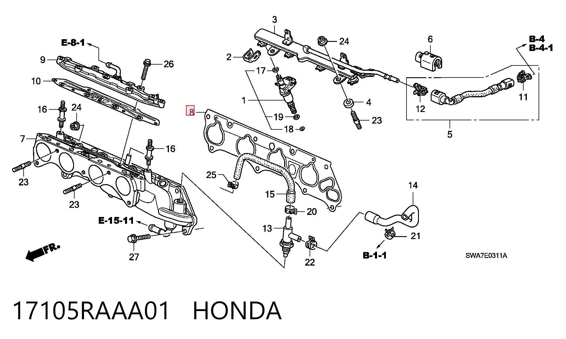  Прокладка впускного коллектора на Honda Accord VII CL, CM