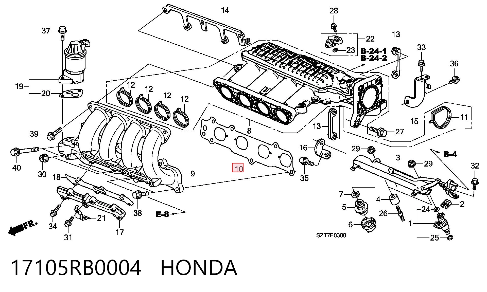17105RB0004 Honda Прокладка впускного коллектора нижняя