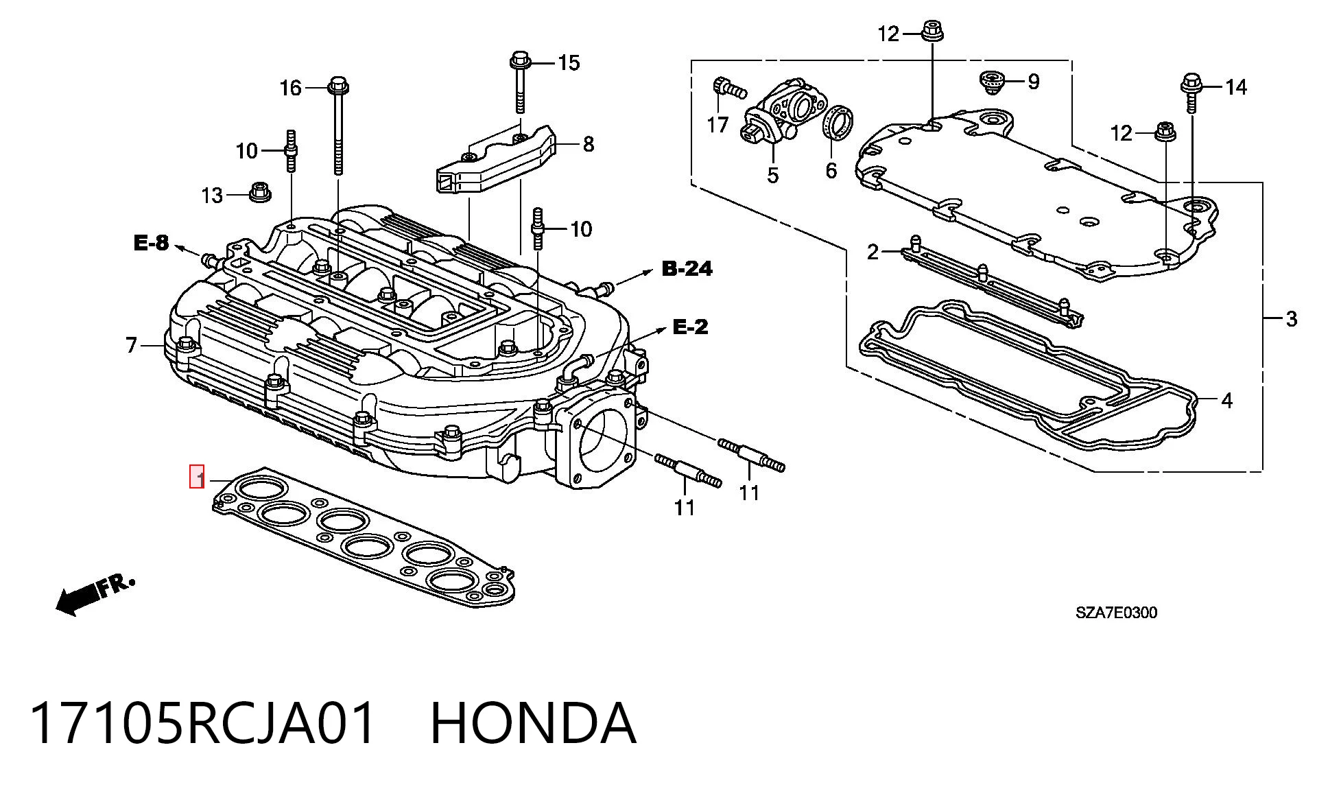 17105RCJA01 Honda  Прокладка впускного коллектора