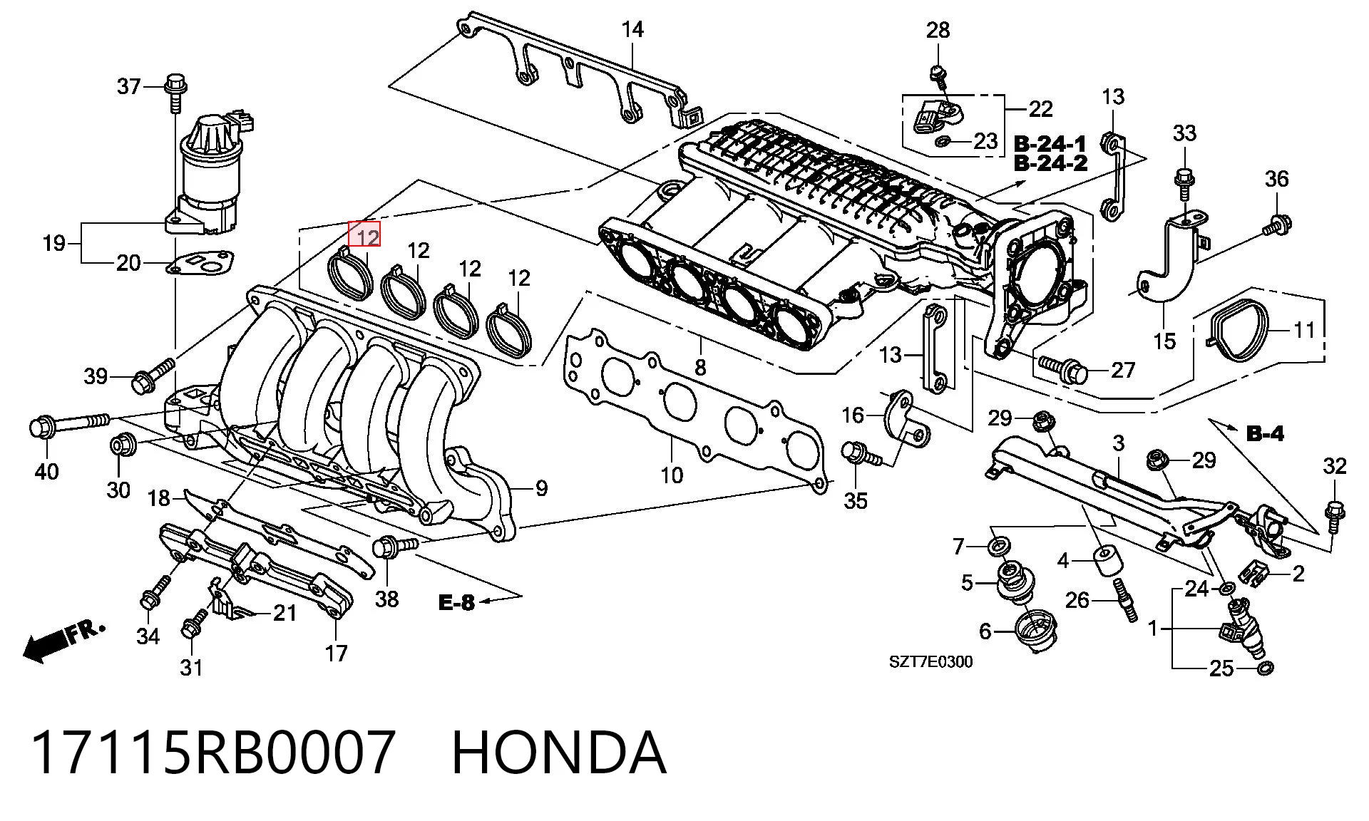 17115RB0007 Honda  Прокладка впускного коллектора