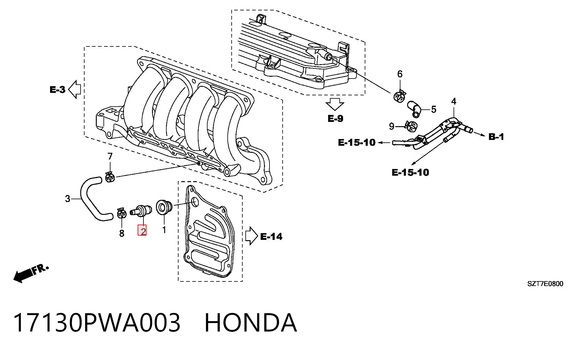17130PWA003 Honda Клапан PCV вентиляции картера