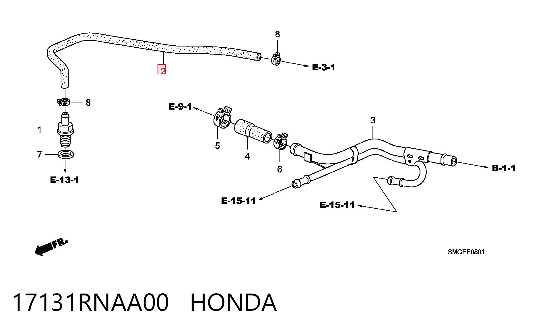 17131RNAA00 Honda Шланг для удаления воздуха