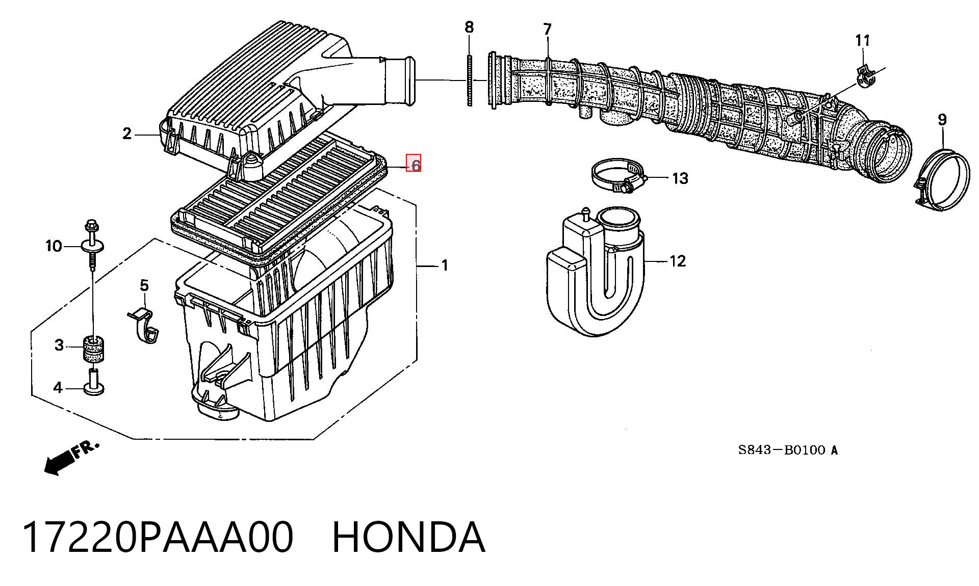 Воздушный фильтр двигателя на Honda Accord V CC7