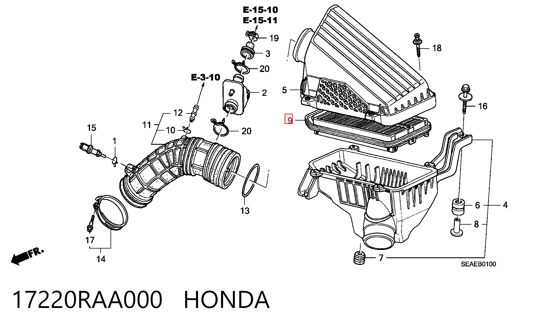 Фильтр воздушный HONDA 17220RAA000