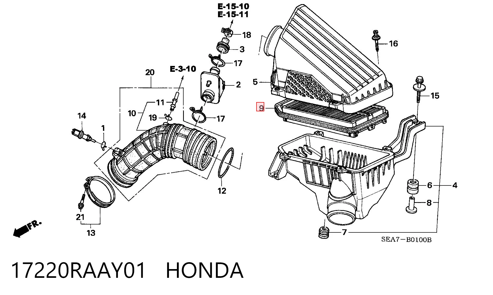 17220RAAY01 Honda Воздушный фильтр двигателя