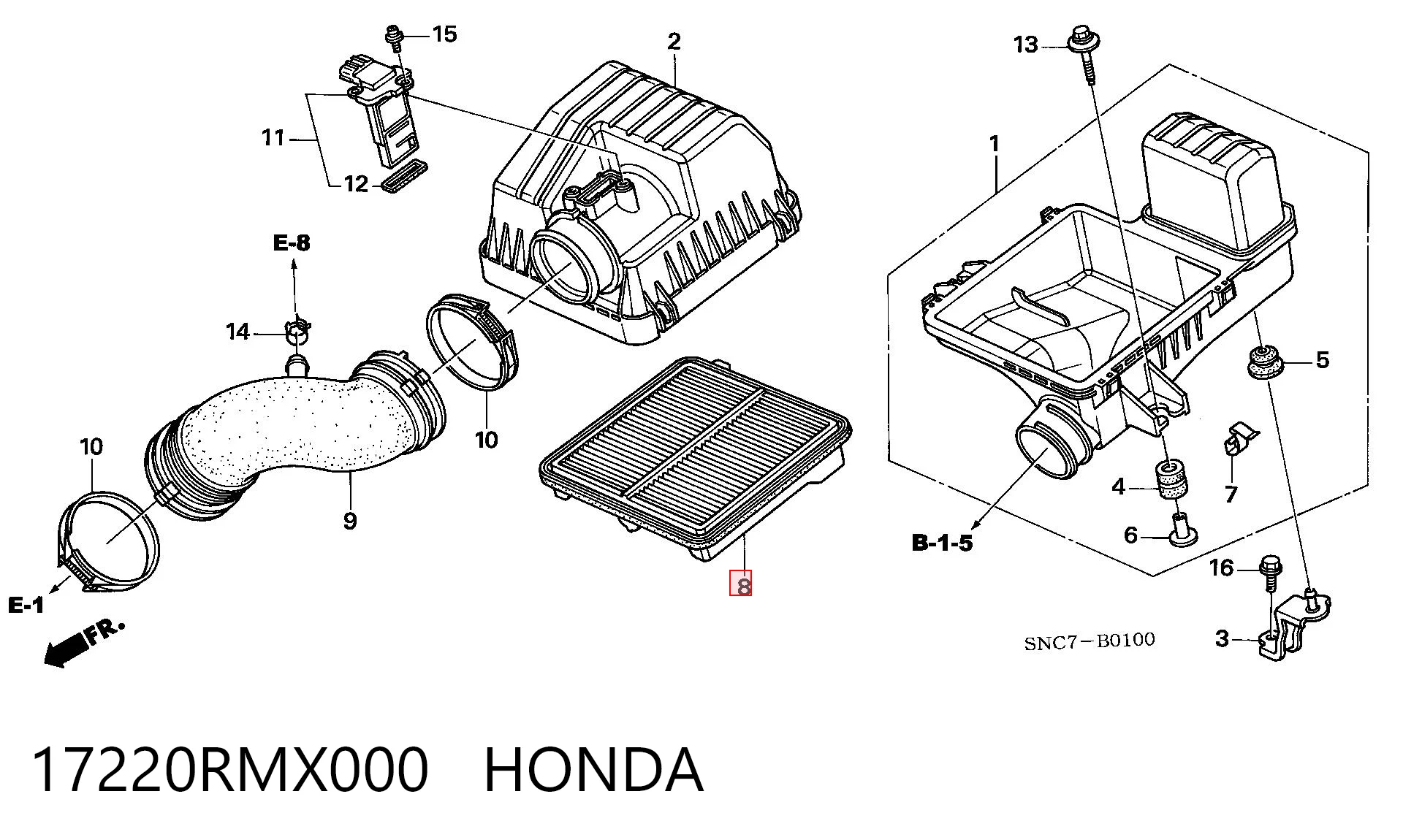 Фильтр воздушный HONDA 17220RMX000