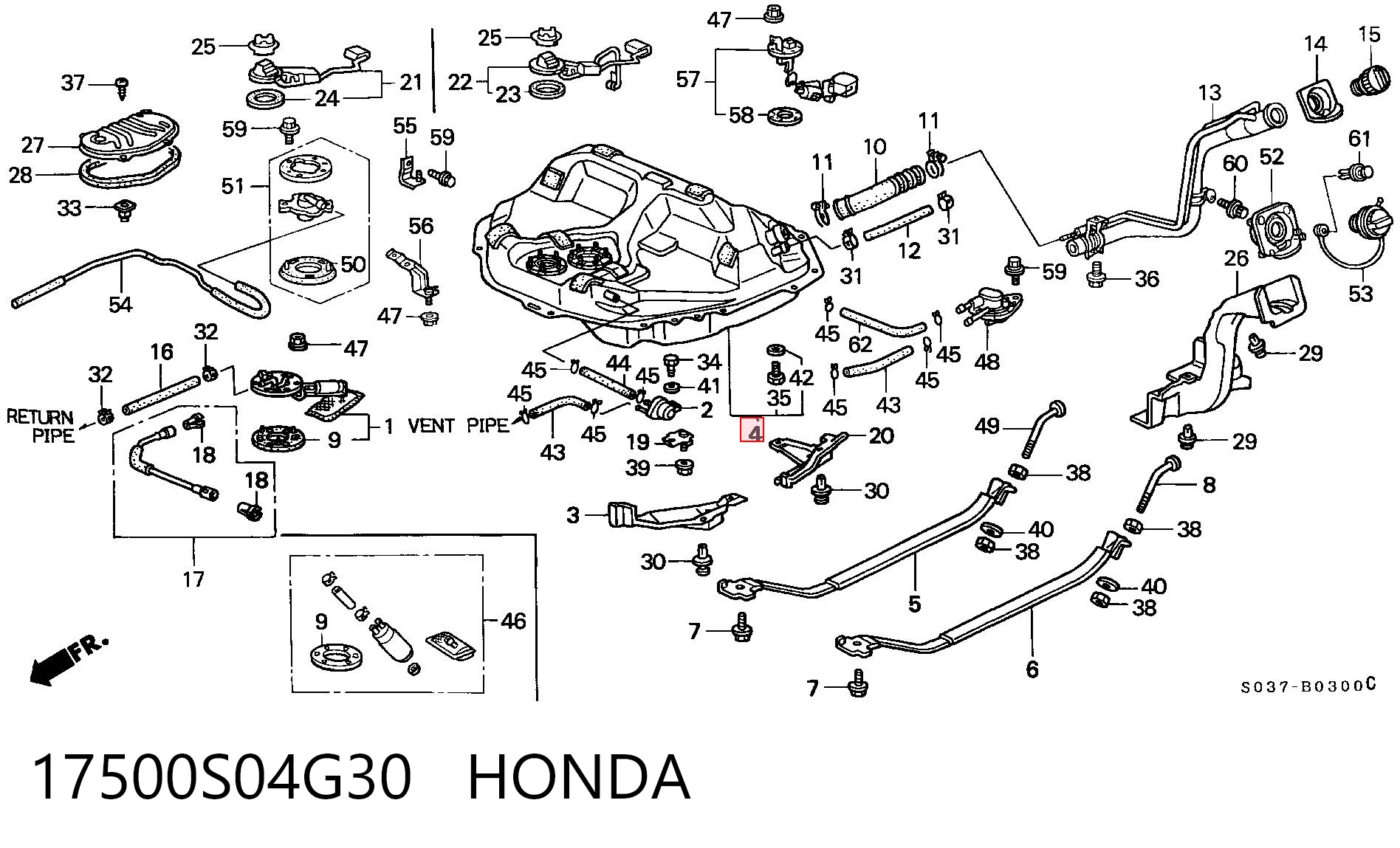 Бак топливный на Honda Civic VI EJ9, EK3/4