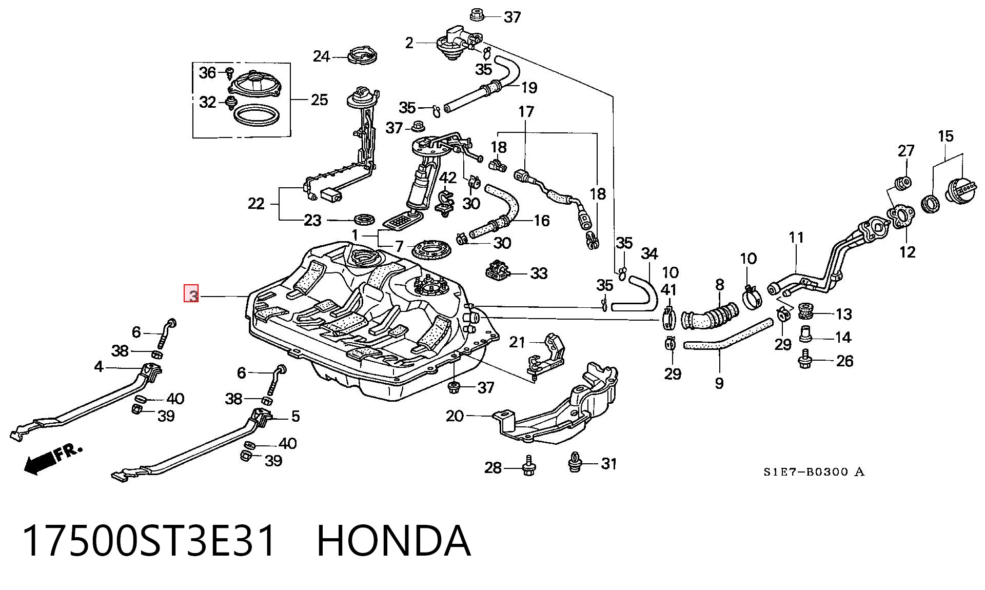 Бак топливный HONDA 17500ST3E31