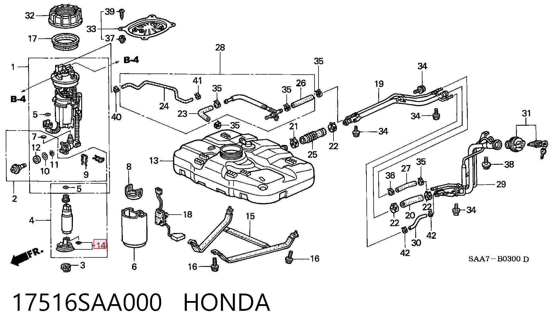 Фильтр топливный HONDA 17516SAA000