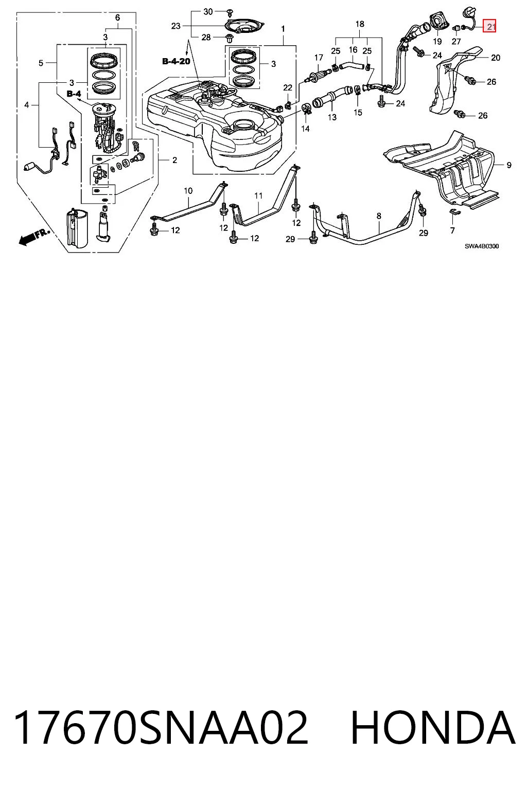 17670SNAA02 Honda Крышка топливного Бака