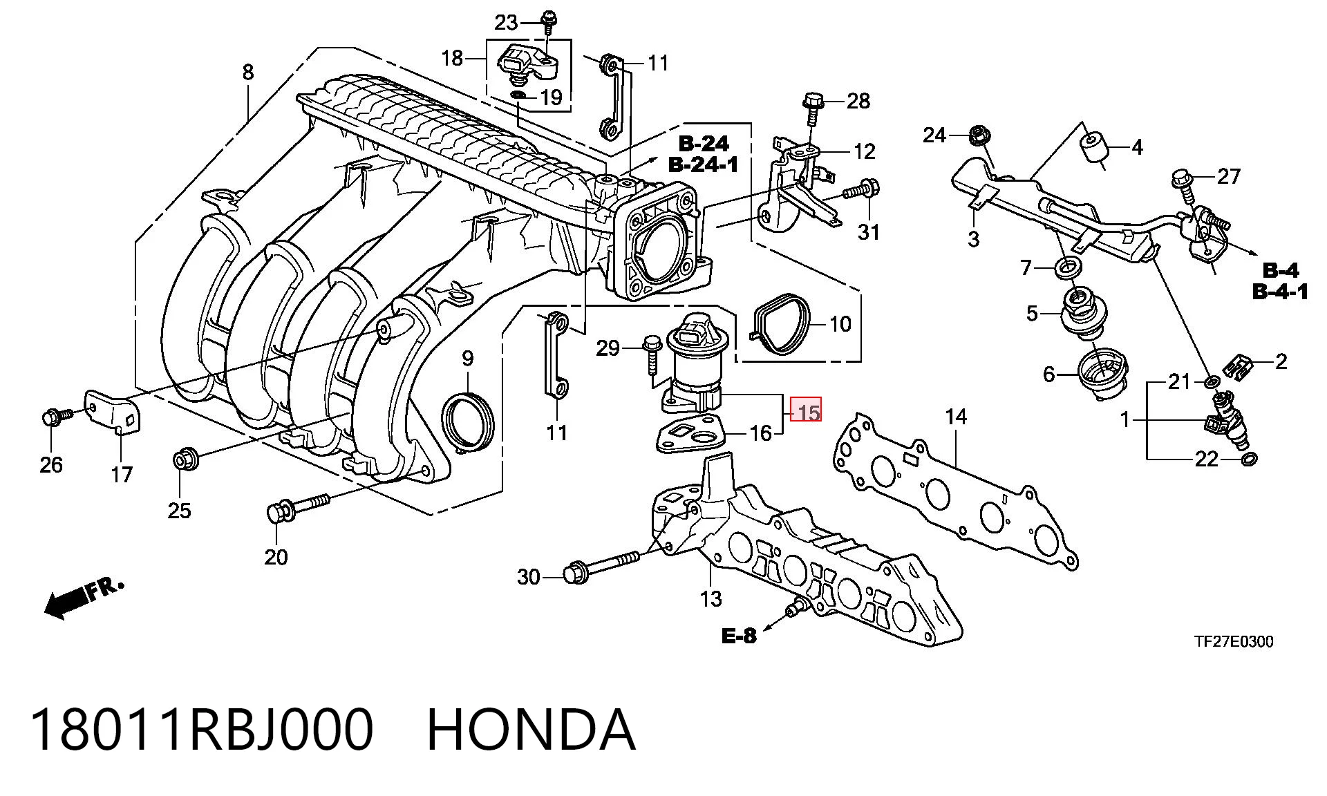 18011RBJ000 Honda Клапан рециркуляции отработавших газов EGR