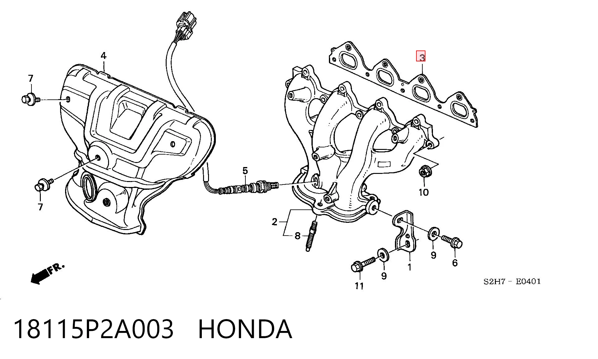 Прокладка коллектора выпуск на Honda Civic VI EJ9, EK3/4