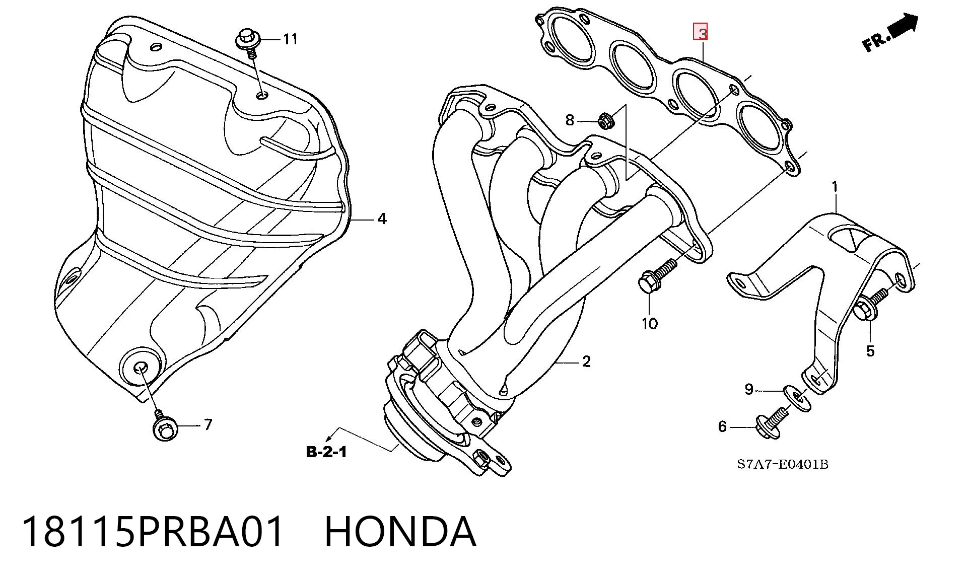Прокладка коллектора 18115PRBA01 NIPPON MOTORS
