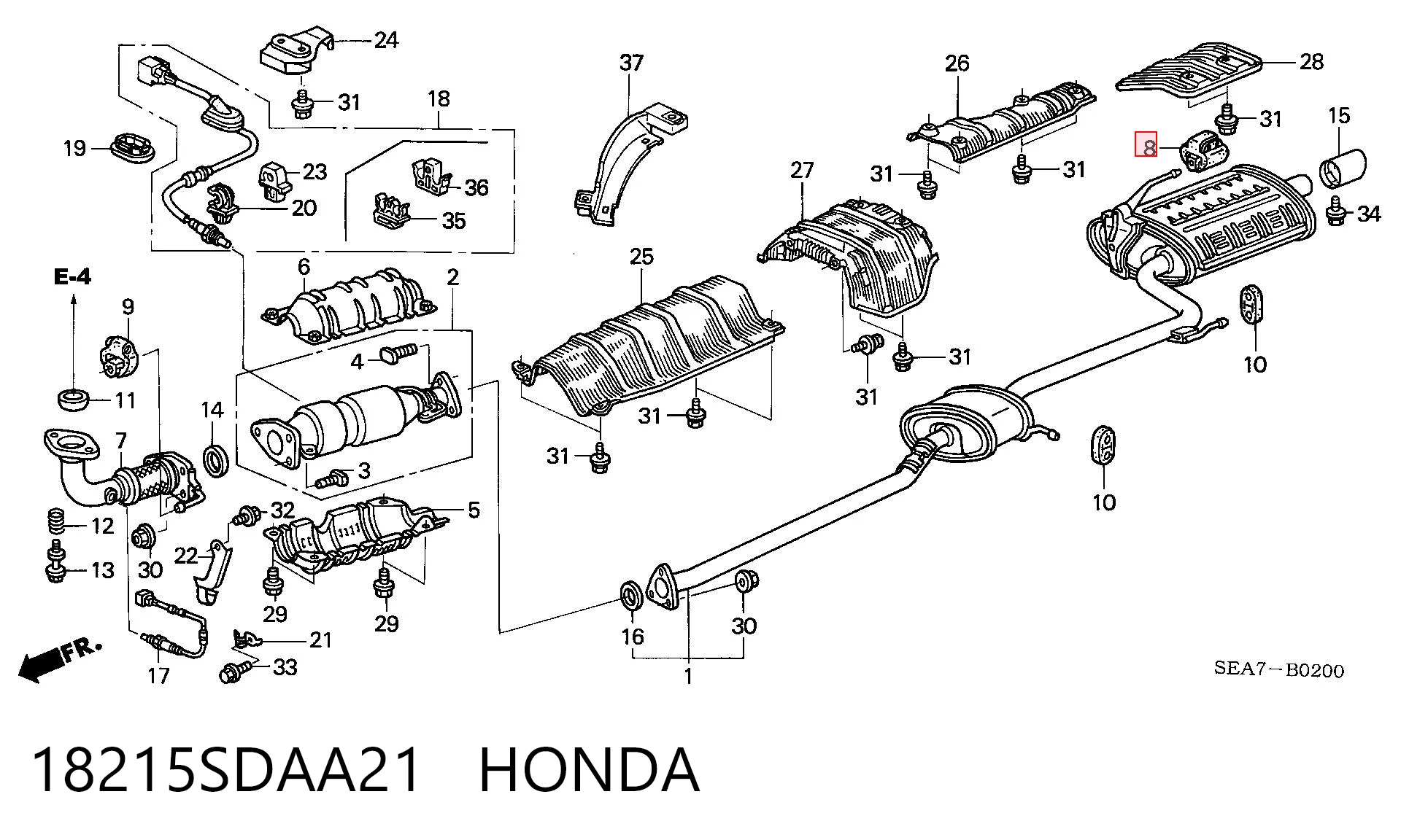 18215SDAA21 Honda Крепление глушителя