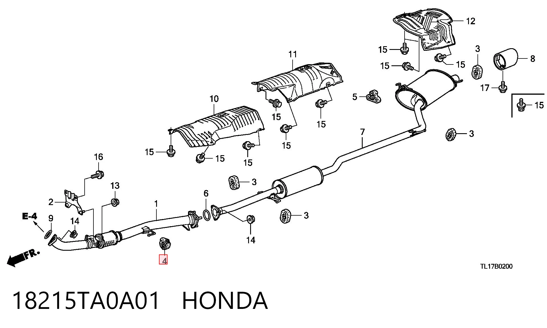 18215TA0A01 Honda Крепление глушителя