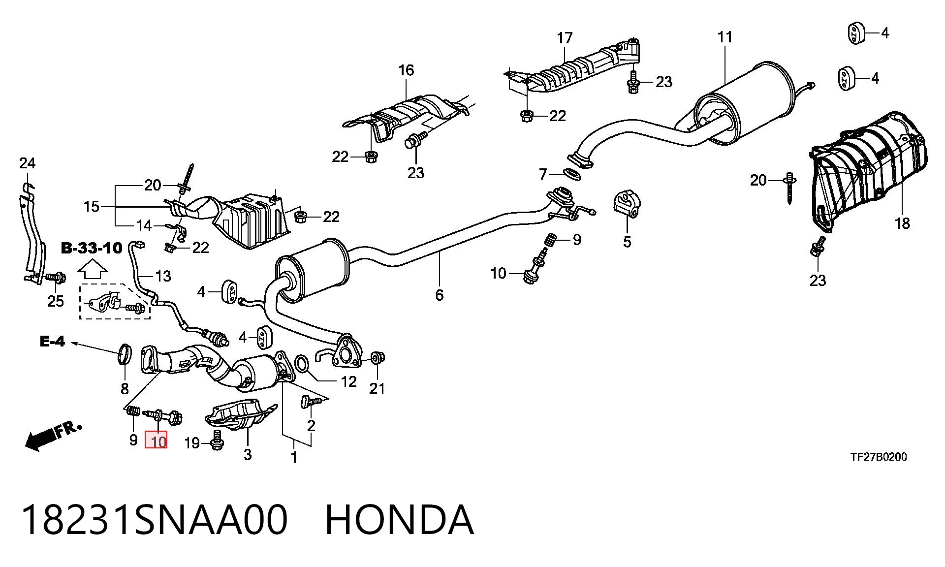 18231SNAA00 Honda Шпилька выпускного коллектора
