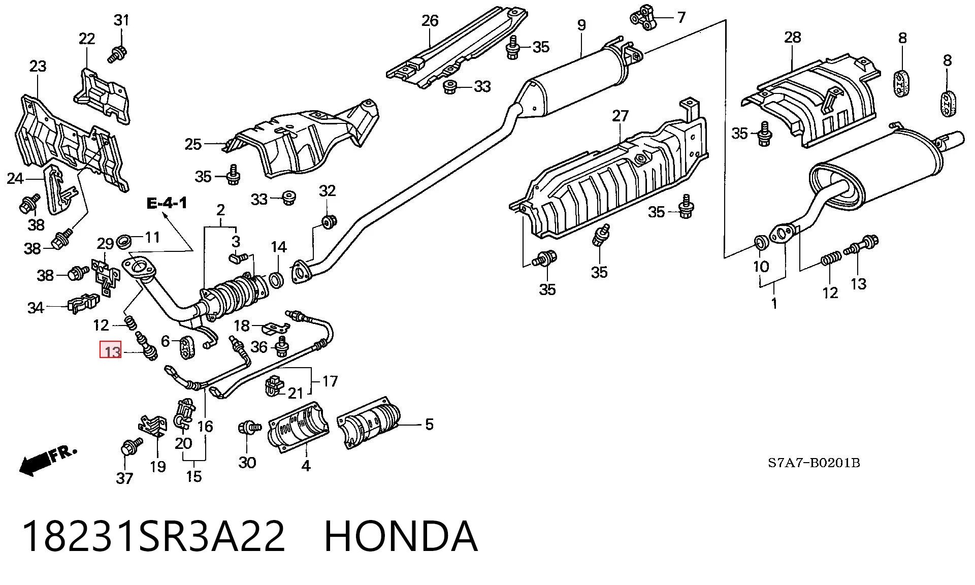 18231SR3A22 Honda Шпилька выпускного коллектора