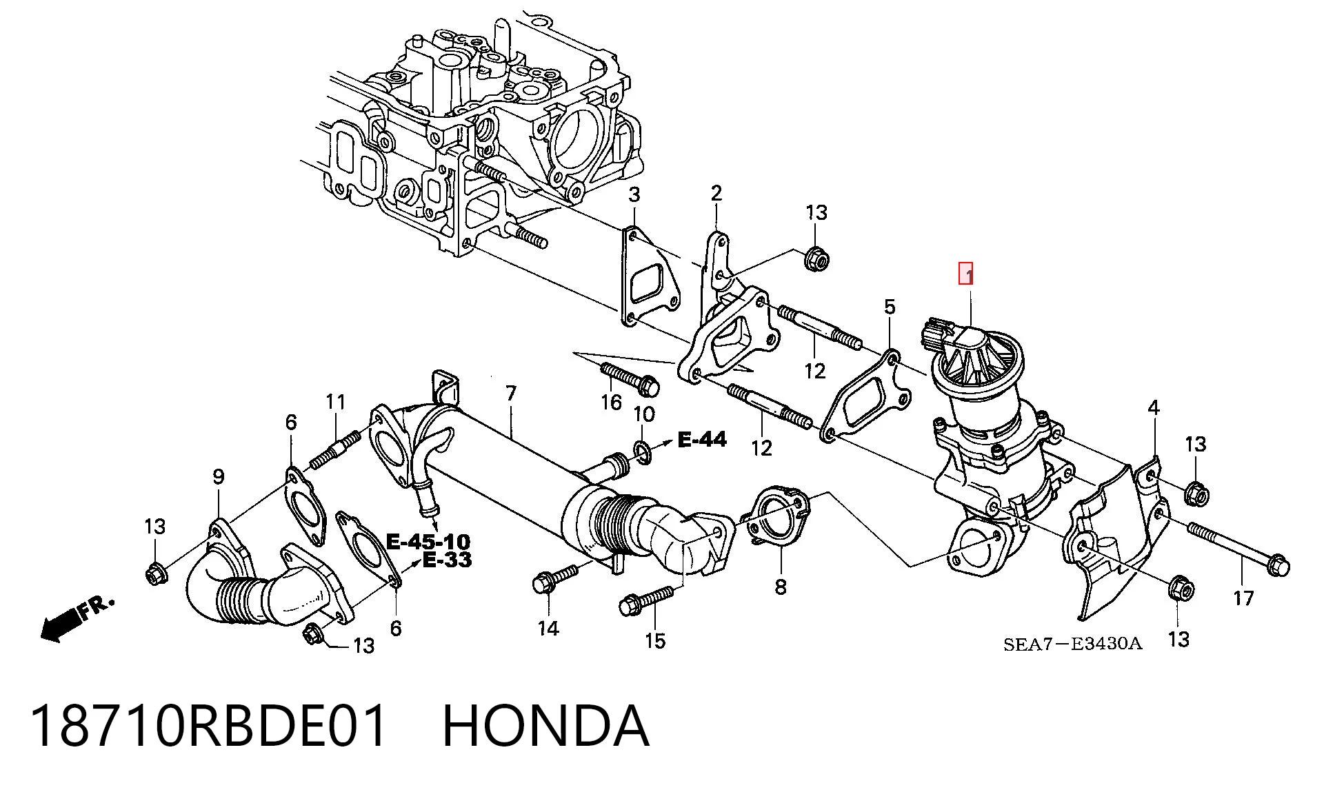 Клапан рециркуляции отработавших газов EGR на Honda Accord VII CL, CM