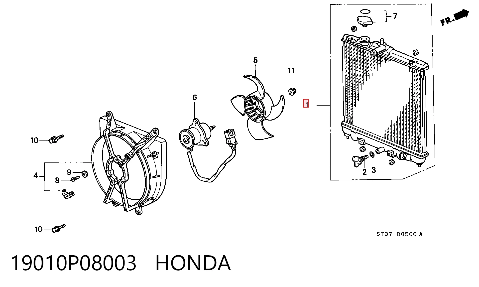 Радиатор охлаждения двигателя HONDA 19010P08003
