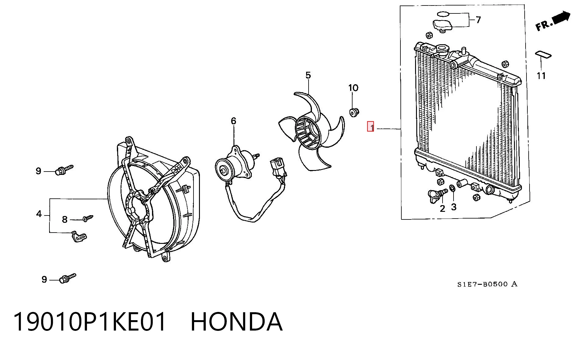 Радиатор охлаждения двигателя HONDA 19010P1KE01