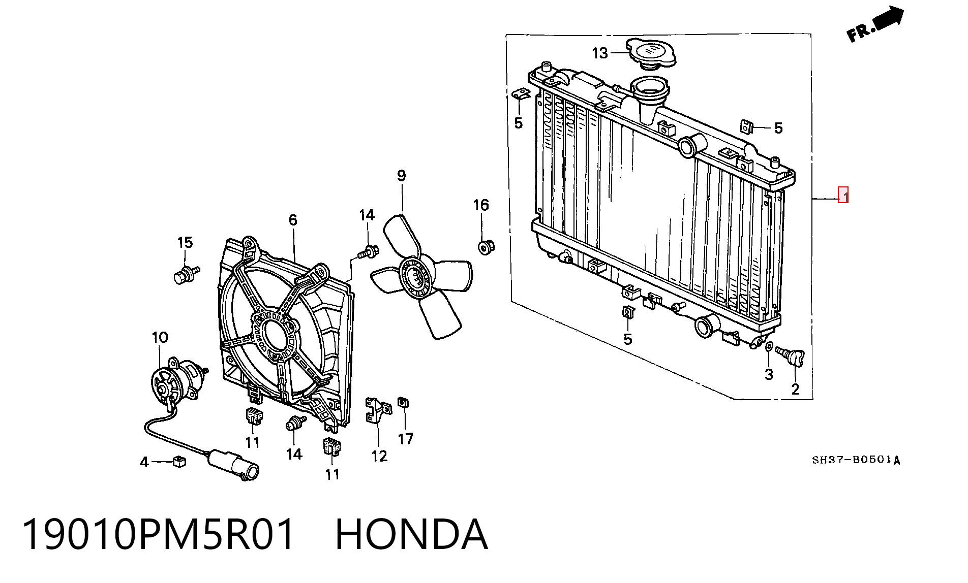 Радиатор охлаждения двигателя HONDA 19010PM5R01