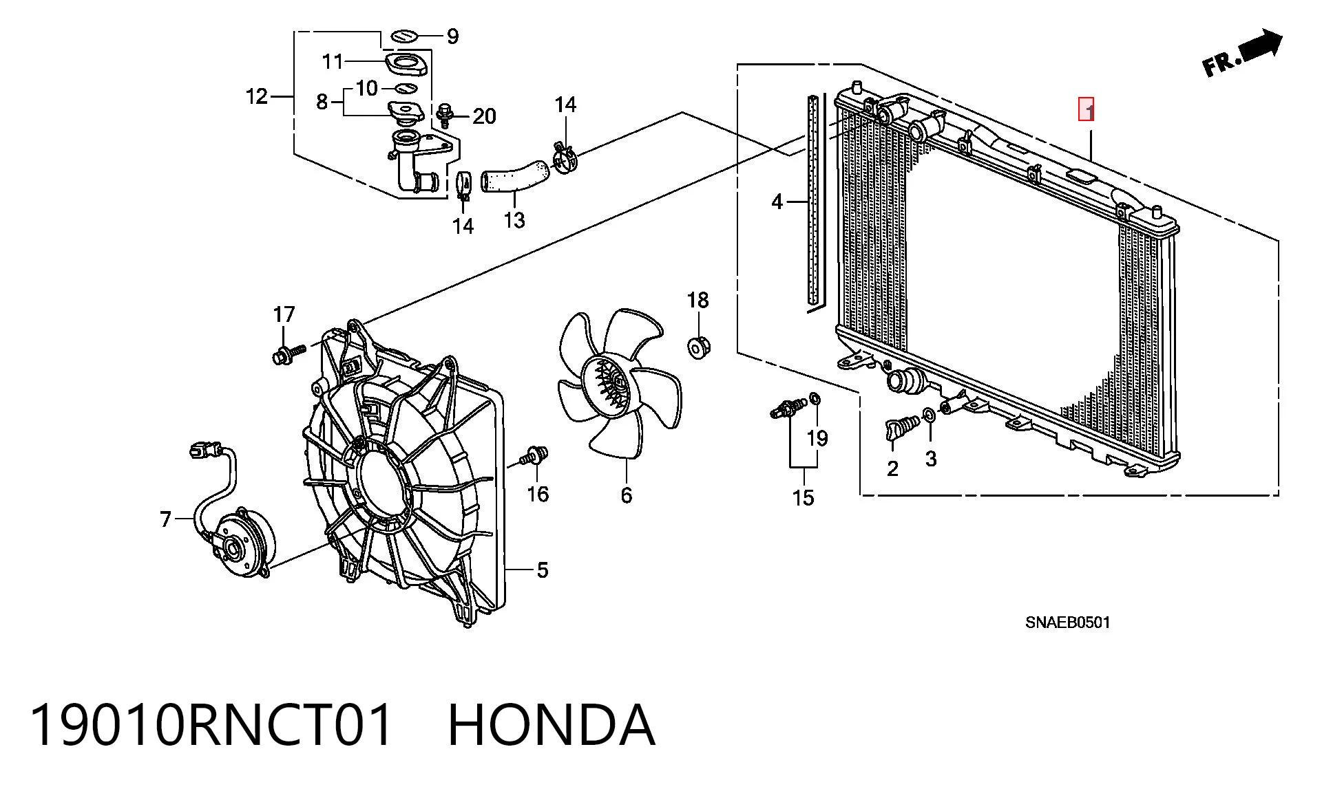 19010RNCT01 Honda Радиатор основной