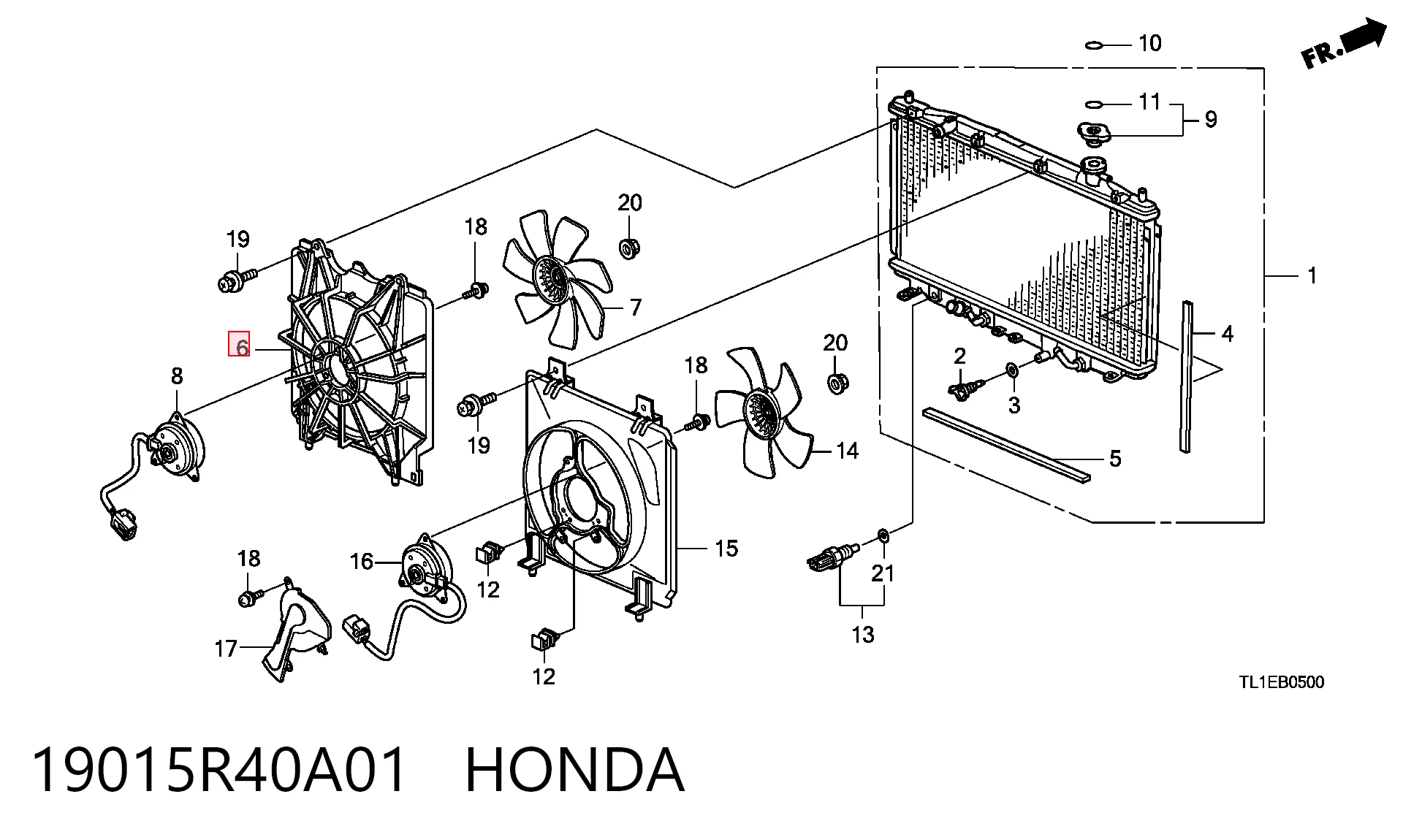 19015R40A01 Honda Рамка вентилятора