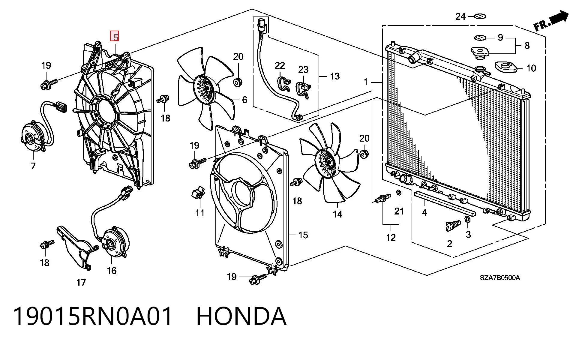 19015RN0A01 Honda Рамка вентилятора