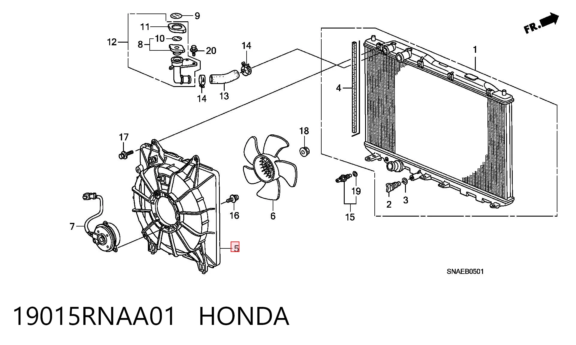 19015RNAA01 Honda Рамка вентилятора