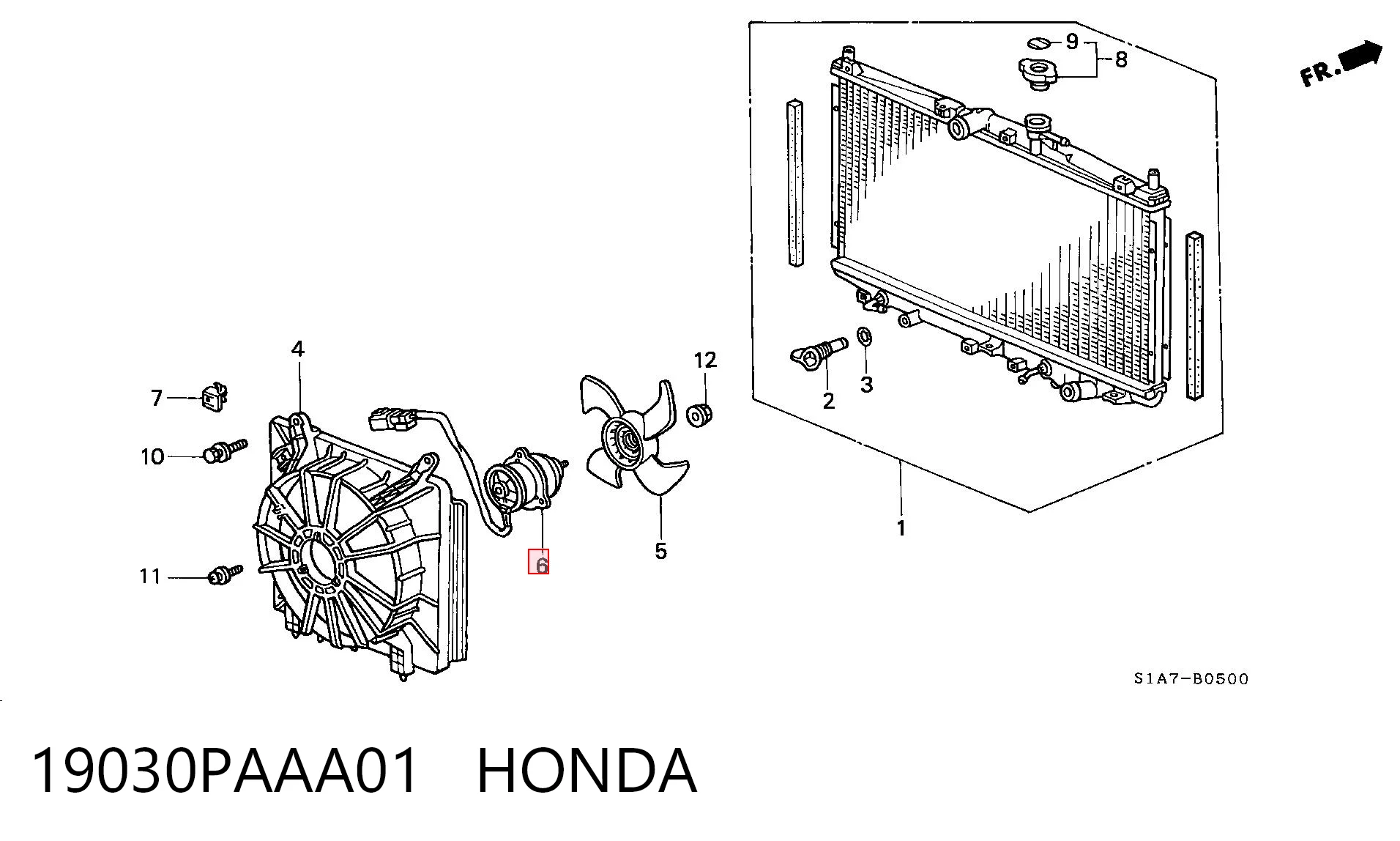 19030PAAA01 Honda Электродвигатель вентилятора системы охлаждения