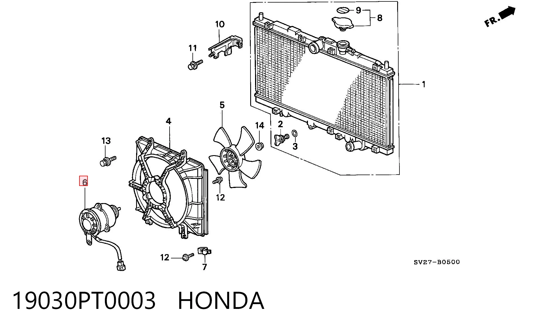 19030PT0003 Honda Мотор вентилятора системы охлаждения