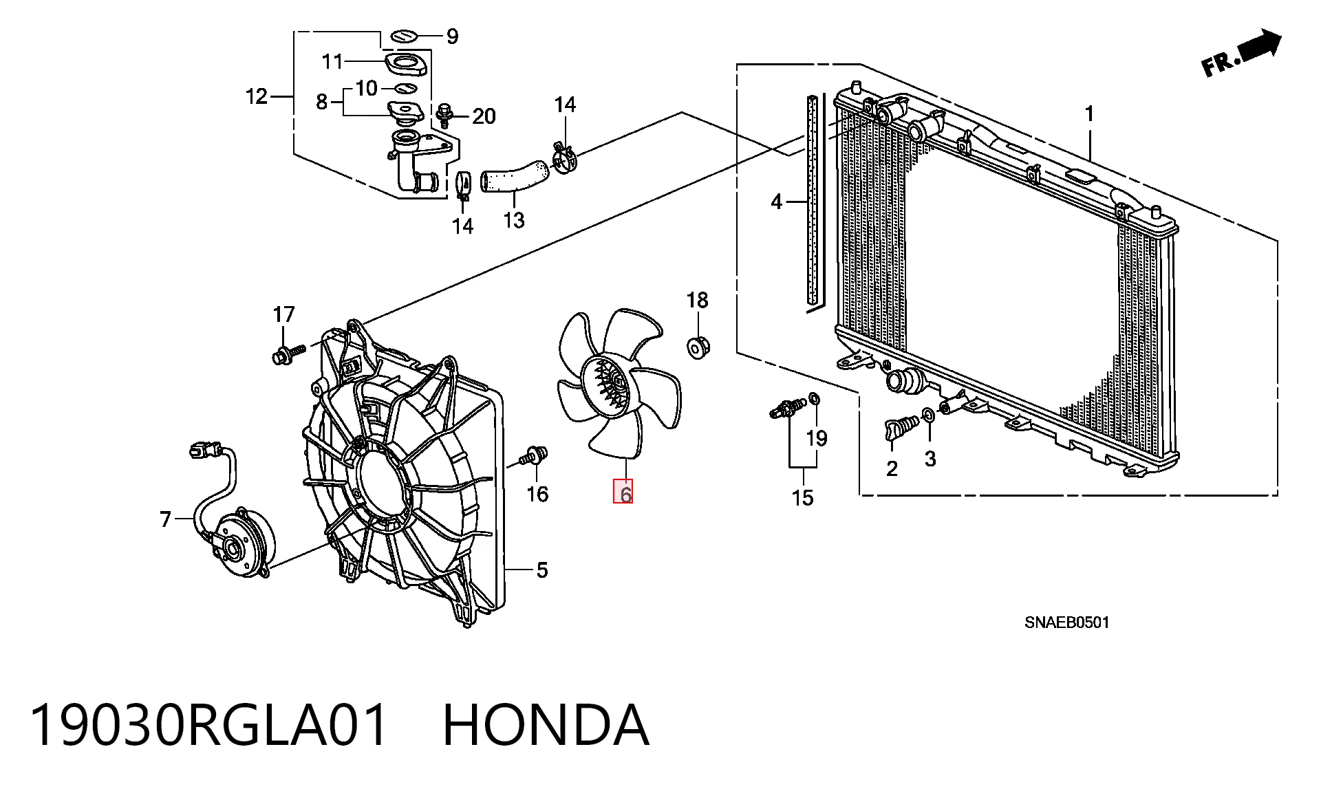 19030RGLA01 Honda Крыльчатка радиатора охлаждения